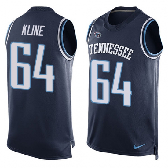 Men's Nike Tennessee Titans #64 Josh Kline Limited Navy Blue Player Name & Number Tank Top NFL Jersey - Ujersey