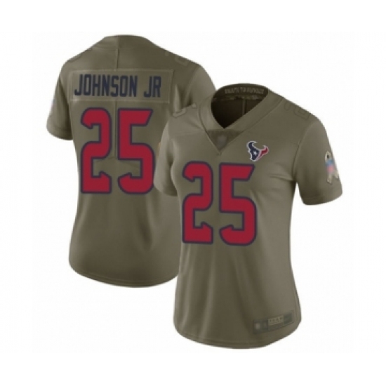 Women's Houston Texans #25 Duke Johnson Jr Limited Olive 2017 Salute to Service Football Jersey - Ujersey