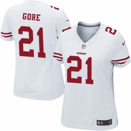 Women's Nike San Francisco 49ers #21 Frank Gore Game White NFL Jersey - Ujersey