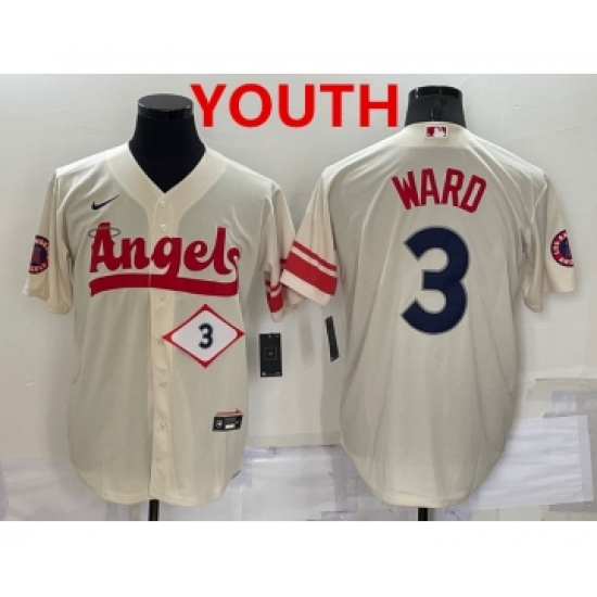 Youth Los Angeles Angels #3 Taylor Ward Number Cream 2022 City Connect Cool Base Stitched Jersey - Ujersey