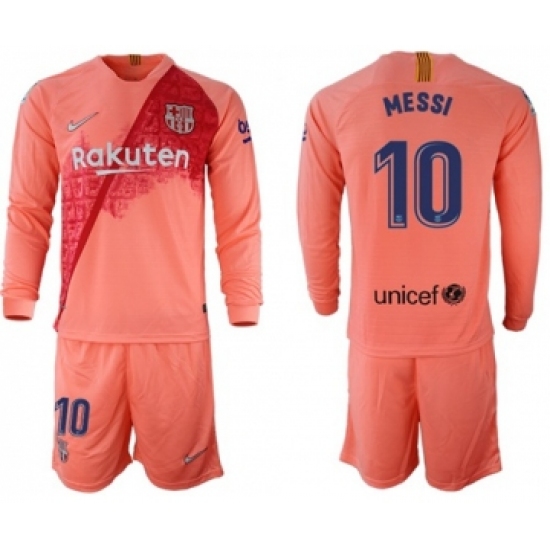 Barcelona #10 Messi Third Long Sleeves Soccer Club Jersey