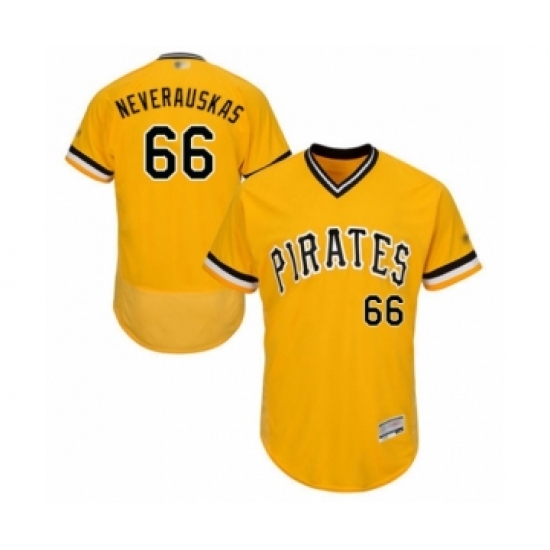Men's Pittsburgh Pirates #66 Dovydas Neverauskas Gold Alternate Flex Base Authentic Collection Baseball Player Jersey - Ujersey
