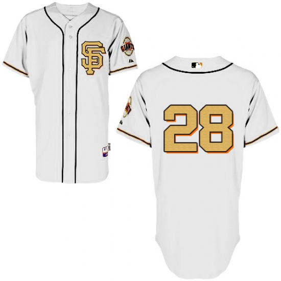 Men's Majestic San Francisco Giants #28 Buster Posey Authentic Cream/Gold No. MLB Jersey - Ujersey