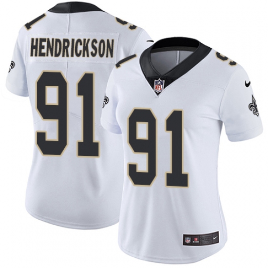 Women's Nike New Orleans Saints #91 Trey Hendrickson Elite White NFL Jersey - Ujersey