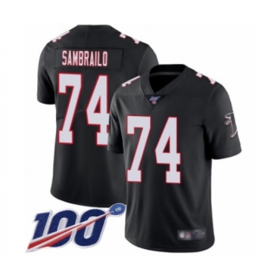 Men's Atlanta Falcons #74 Ty Sambrailo Black Alternate Vapor Untouchable Limited Player 100th Season Football Jersey - Ujersey