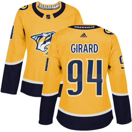Women's Adidas Nashville Predators #94 Samuel Girard Authentic Gold Home NHL Jersey - Ujersey