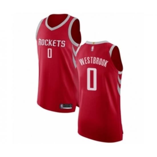 Men's Houston Rockets #0 Russell Westbrook Authentic Red Basketball Jersey - Icon Edition - Ujersey