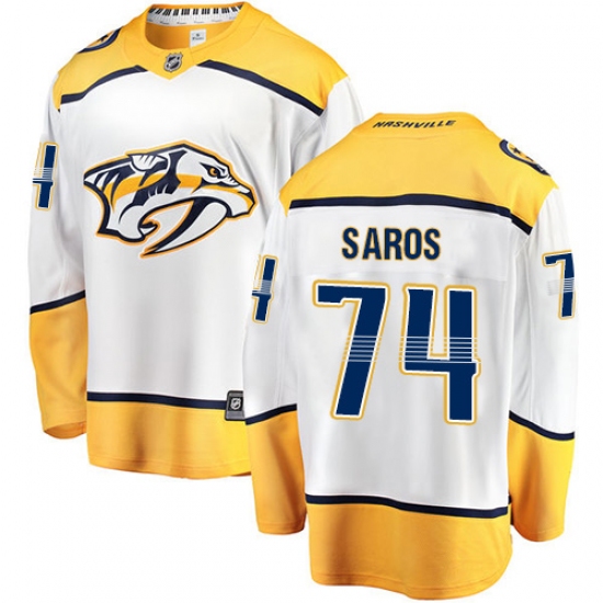 Men's Nashville Predators #74 Juuse Saros Fanatics Branded White Away Breakaway NHL Jersey
