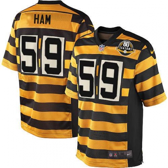 Men's Nike Pittsburgh Steelers #59 Jack Ham Game Yellow/Black Alternate 80TH Anniversary Throwback NFL Jersey - Ujersey
