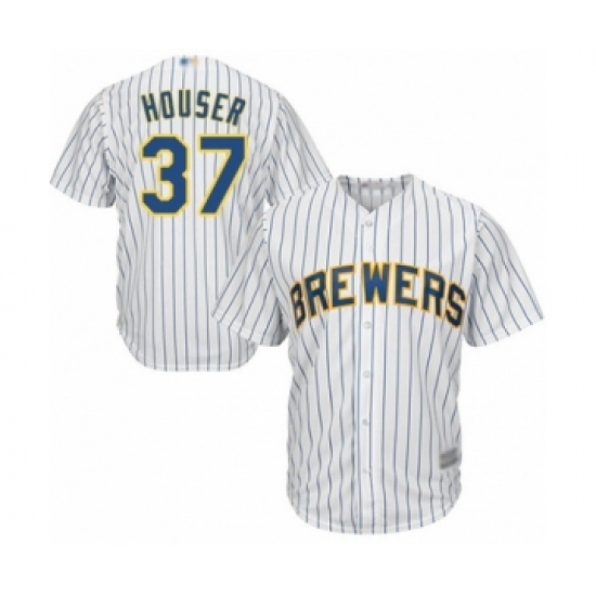 Youth Milwaukee Brewers #37 Adrian Houser Authentic White Alternate Cool Base Baseball Player Jersey - Ujersey