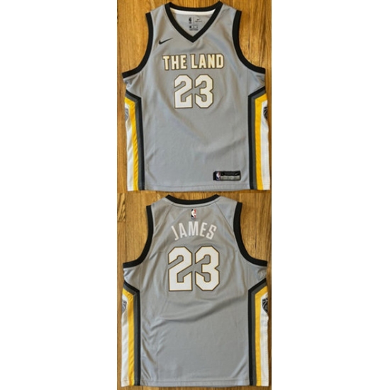 Men's Cleveland Cavaliers #23 LeBron James Gray City Edition Stitched Basketball Jersey - Ujersey