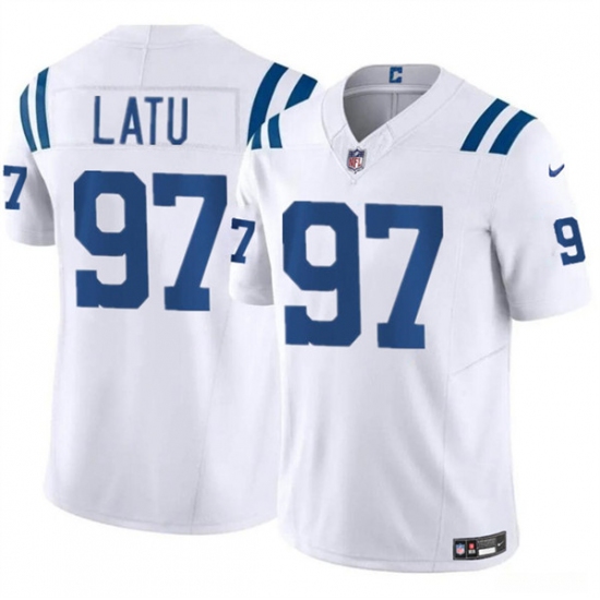 Men's Indianapolis Colts #97 Laiatu Latu White 2024 Draft F.U.S.E. Vapor Limited Football Stitched Jersey - Ujersey