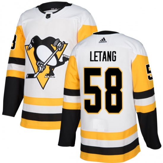 Men's Adidas Pittsburgh Penguins #58 Kris Letang Authentic White Away NHL Jersey - Ujersey
