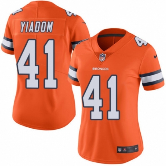 Women's Nike Denver Broncos #41 Isaac Yiadom Limited Orange Rush Vapor Untouchable NFL Jersey - Ujersey