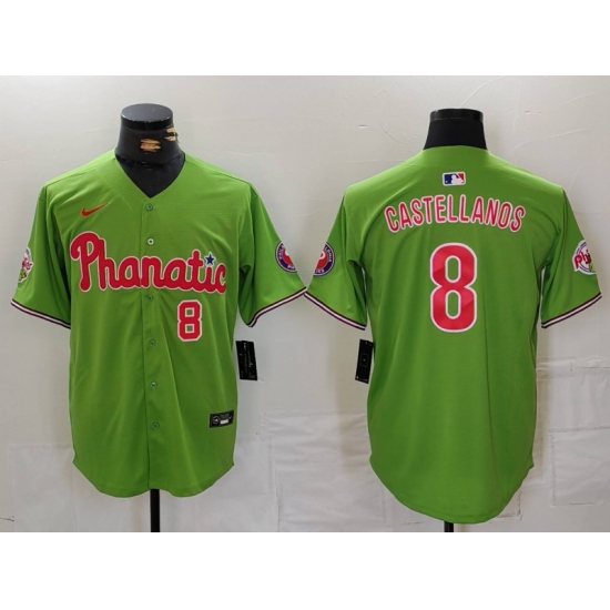 Men's Philadelphia Phillies #8 Nick Castellanos Number Green With Stitched Cool Base Nike Jersey - Ujersey