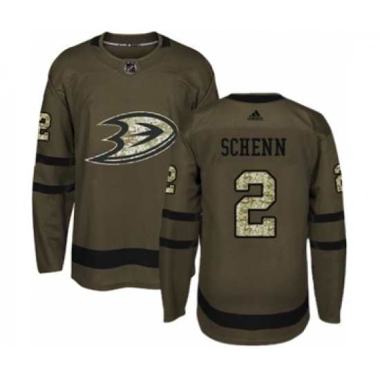 Men's Adidas Anaheim Ducks #2 Luke Schenn Authentic Green Salute to Service NHL Jersey