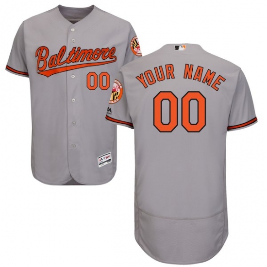 Men's Baltimore Orioles Majestic Road Gray Flex Base Authentic Collection Custom Jersey - Ujersey