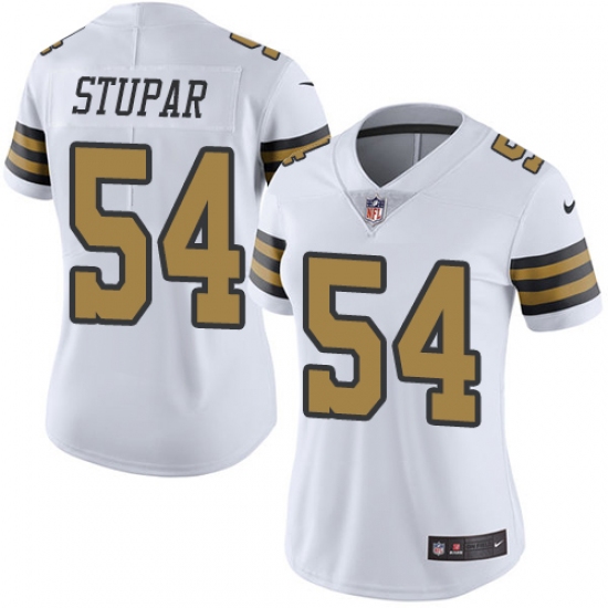 Women's Nike New Orleans Saints #54 Nate Stupar Limited White Rush Vapor Untouchable NFL Jersey - Ujersey