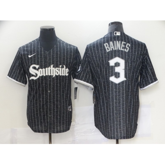 Men's Chicago White Sox #3 Harold Baines Replica Black Alternate Home Cool Base Jersey - Ujersey