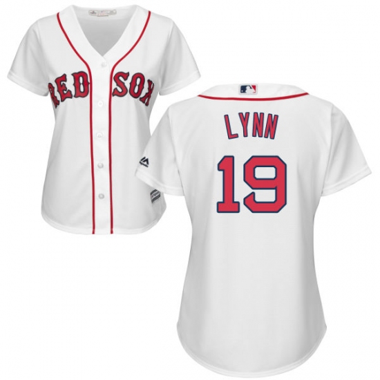 Women's Majestic Boston Red Sox #19 Fred Lynn Replica White Home MLB Jersey - Ujersey