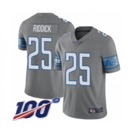 Men's Detroit Lions #25 Theo Riddick Limited Steel Rush Vapor Untouchable 100th Season Football Jersey - Ujersey