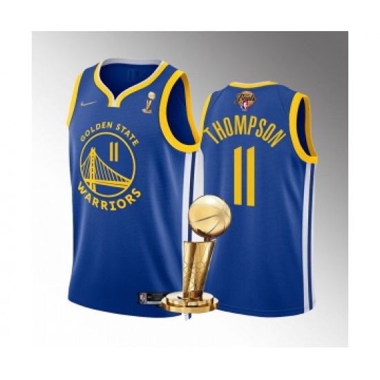 Men's Golden State Warriors #11 Klay Thompson Royal 2022 NBA Finals Champions Stitched Jersey - Ujersey