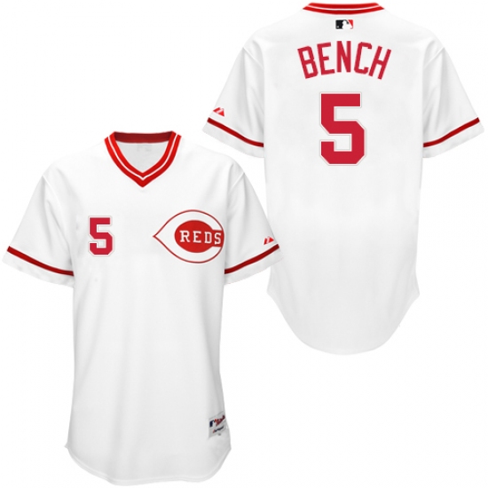 Men's Majestic Cincinnati Reds #5 Johnny Bench Replica White 1990 Turn Back The Clock MLB Jersey - Ujersey