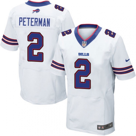Men's Nike Buffalo Bills #2 Nathan Peterman Elite White NFL Jersey - Ujersey