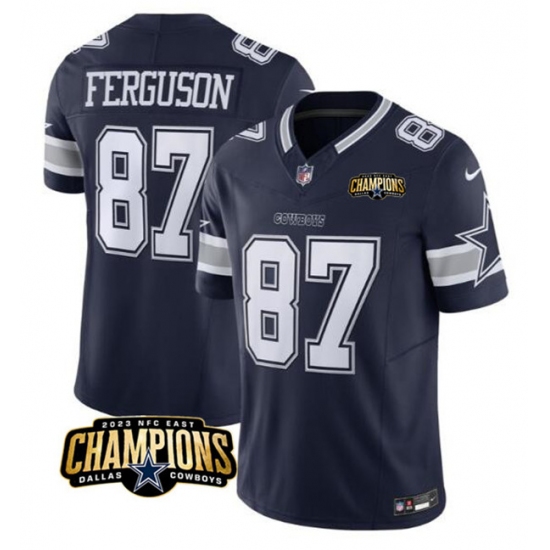 Men's Dallas Cowboys #87 Jake Ferguson Navy 2023 F.U.S.E. NFC East Champions Football Stitched Jersey - Ujersey