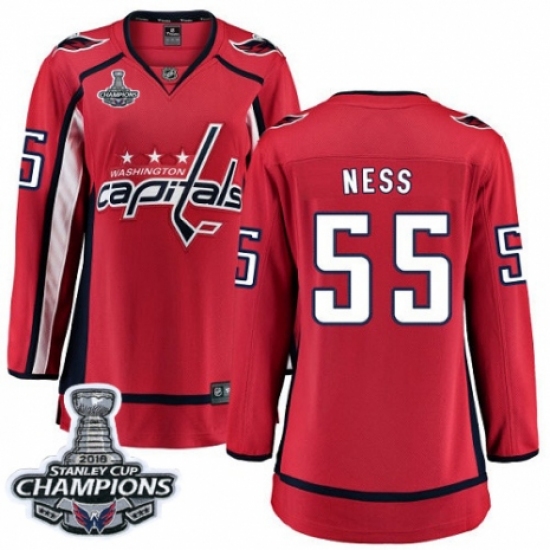 Women's Washington Capitals #55 Aaron Ness Fanatics Branded Red Home Breakaway 2018 Stanley Cup Final Champions NHL Jersey - Ujersey