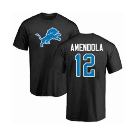Football Detroit Lions #12 Danny Amendola Black Name & Number Logo T-Shirt - Ujersey