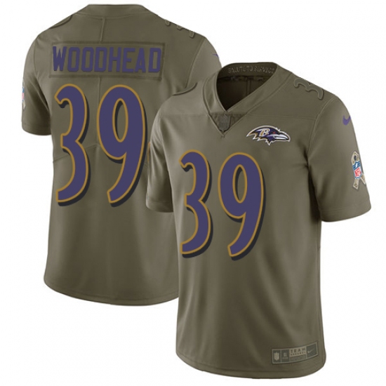 Men's Nike Baltimore Ravens #39 Danny Woodhead Limited Olive 2017 Salute to Service NFL Jersey - Ujersey