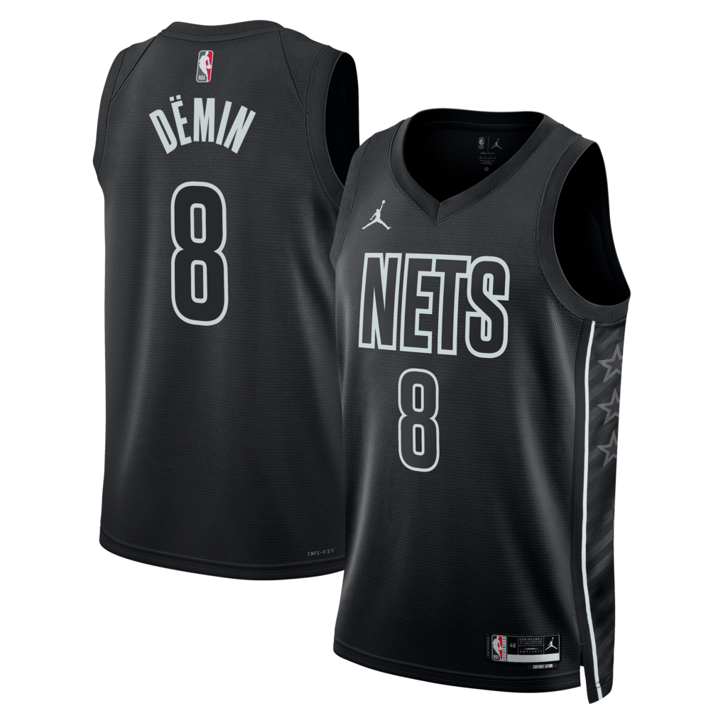 Unisex Brooklyn Nets Egor Dëmin Jordan Brand Black Swingman Jersey - Statement Edition