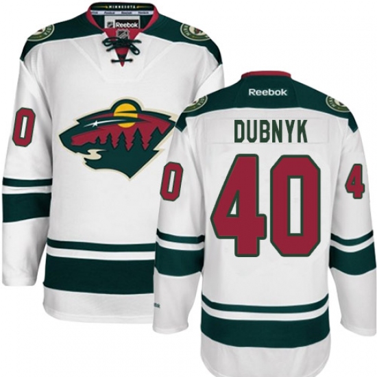 Youth Reebok Minnesota Wild #40 Devan Dubnyk Authentic White Away NHL Jersey - Ujersey