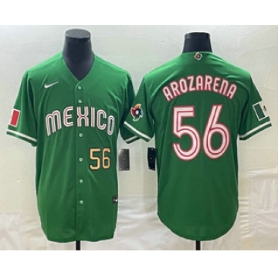 Men's Mexico Baseball #56 Randy Arozarena Number 2023 Green World Classic Stitched Jersey1