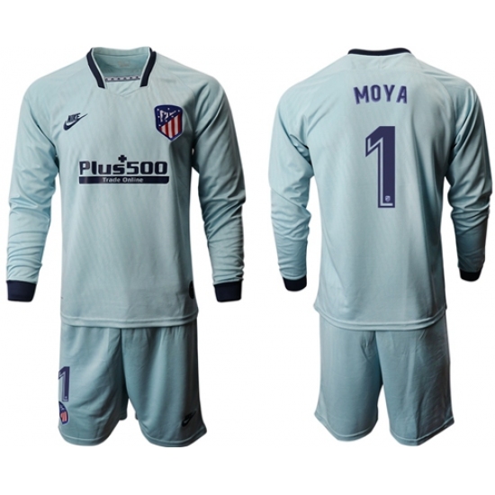 Atletico Madrid #1 Moya Third Long Sleeves Soccer Club Jersey