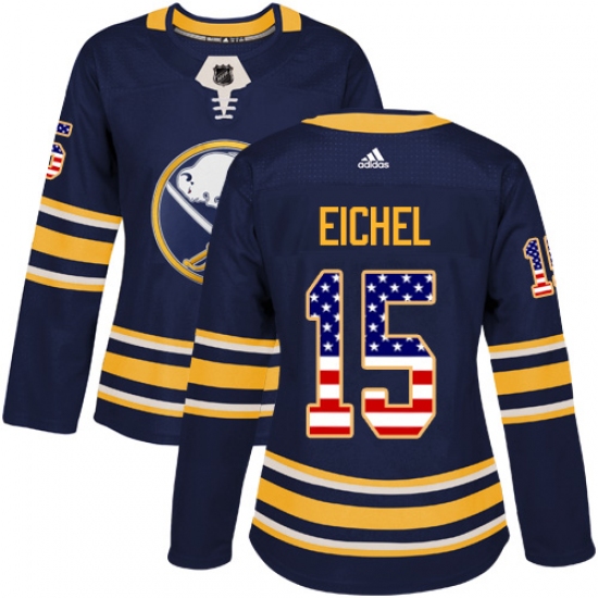 Women's Adidas Buffalo Sabres #15 Jack Eichel Authentic Navy Blue USA Flag Fashion NHL Jersey - Ujersey