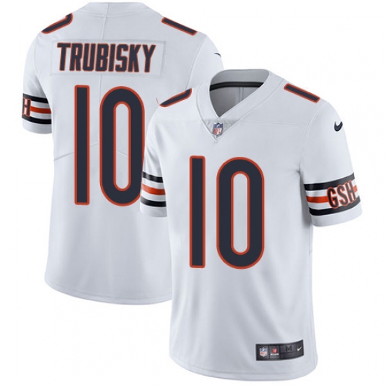 Men's Nike Chicago Bears #10 Mitchell Trubisky White Vapor Untouchable Limited Player NFL Jersey - Ujersey