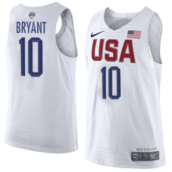 Men's Nike Team USA #10 Kobe Bryant Authentic White 2016 Olympics Basketball Jersey