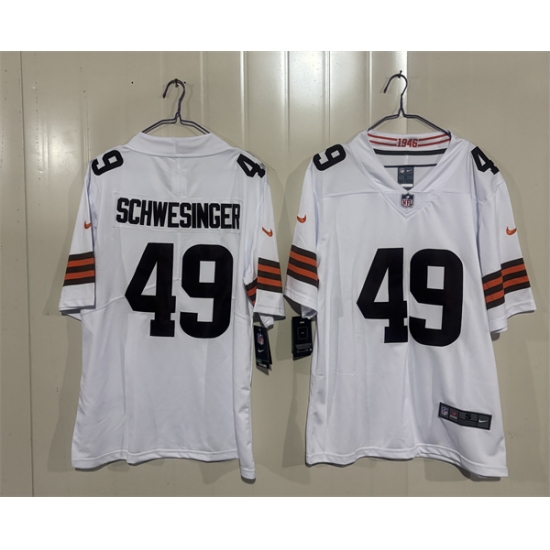 Men's Cleveland Browns #49 Carson Schwesinger White 2026 Vapor Limited Football Stitched Jersey
