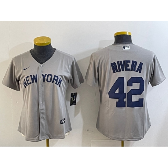 Women's New York Yankees #42 Mariano Rivera Grey Field of Dreams Cool Base Jersey - Ujersey