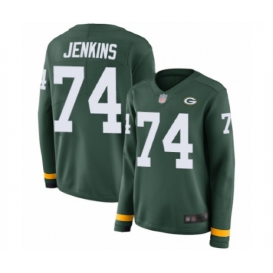 Women's Green Bay Packers #74 Elgton Jenkins Limited Green Therma Long Sleeve Football Jersey - Ujersey