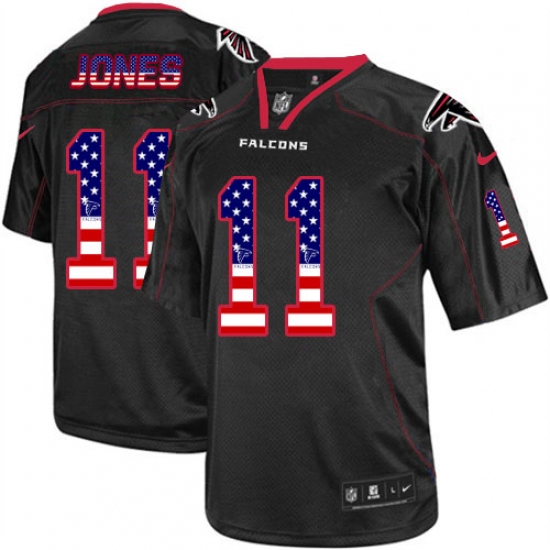 Men's Nike Atlanta Falcons #11 Julio Jones Elite Black USA Flag Fashion NFL Jersey - Ujersey