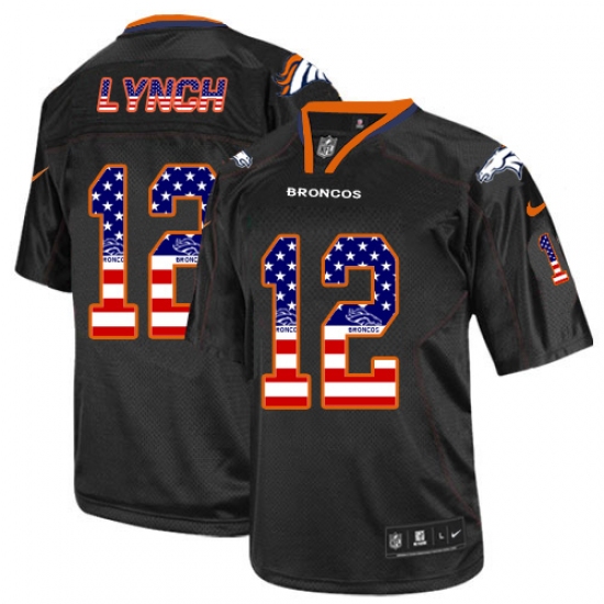 Men's Nike Denver Broncos #12 Paxton Lynch Elite Black USA Flag Fashion NFL Jersey - Ujersey