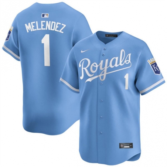 Men's Kansas City Royals #1 MJ Melendez Light Blue Alternate Limited Stitched Baseball Jersey - Ujersey