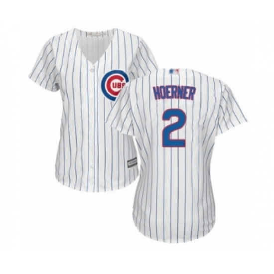 Women's Chicago Cubs #2 Nico Hoerner Authentic White Home Cool Base Baseball Player Jersey - Ujersey