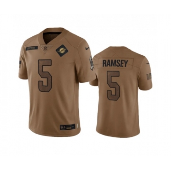 Men's Nike Miami Dolphins #5 Jalen Ramsey 2023 Brown Salute To Service Limited Football Stitched Jersey - Ujersey