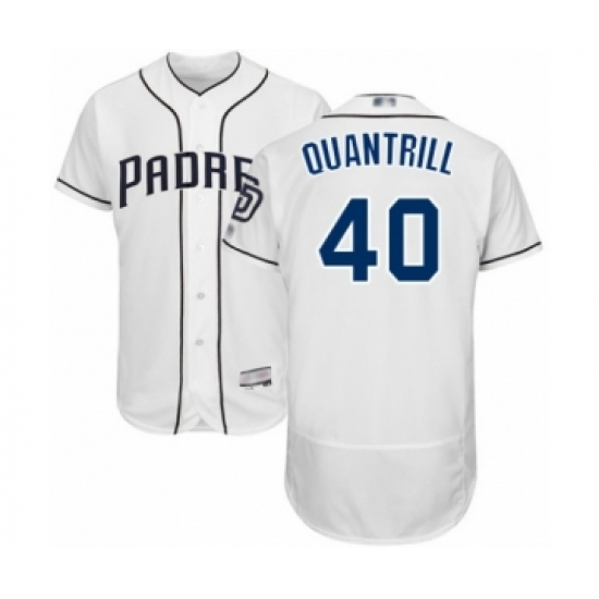 Men's San Diego Padres #40 Cal Quantrill White Home Flex Base Authentic Collection Baseball Player Jersey - Ujersey