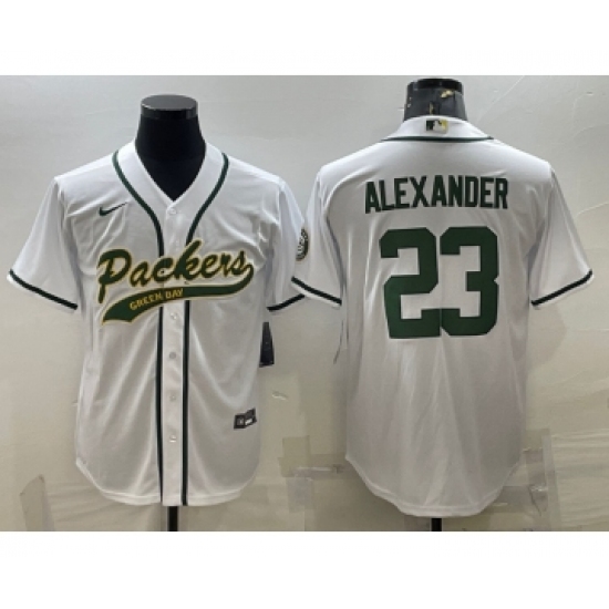 Men's Green Bay Packers #23 Jaire Alexander White With Patch Cool Base Stitched Baseball Jersey - Ujersey
