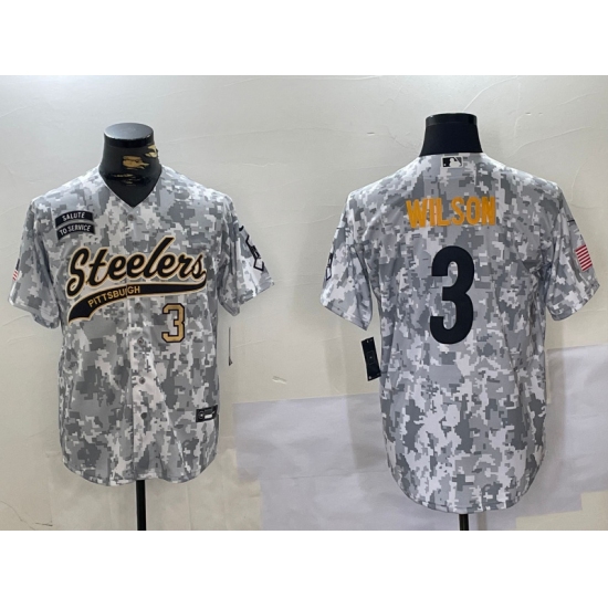 Men's Pittsburgh Steelers #3 Russell Wilson 2024 Arctic Camo Salute To Service Stitched Baseball Jerseys - Ujersey